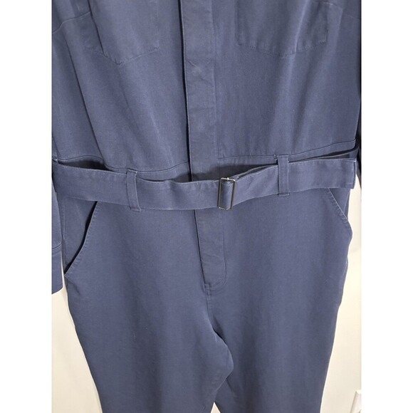 UNIVERSAL STANDARD Navy Belted Stretch Cotton Twill Jumpsuit Women XS/10-12 - Picture 5 of 16
